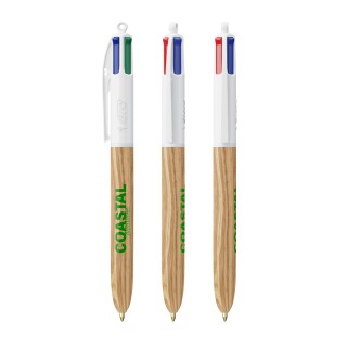 Bolígrafo Bic 4 Colours Wood Style publicidad